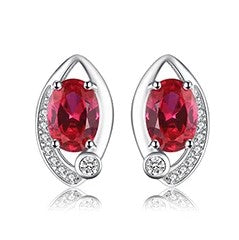 Ruby oval stone earrings