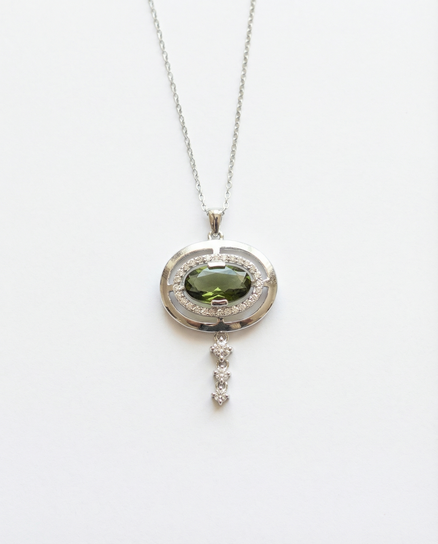 Natural Peridot Oval Necklace
