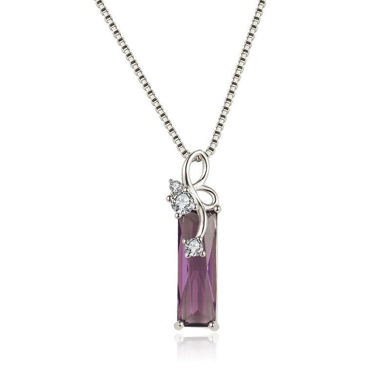 Real Amethyst Diamond Necklace