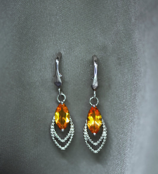 Natural citrine Golden Earrings