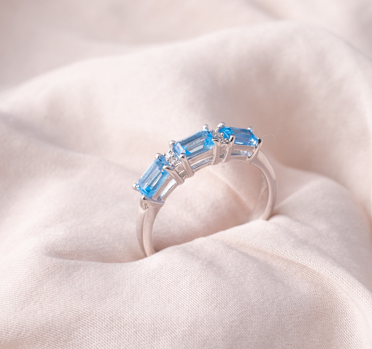 Simulated Diamond Topaz Duo Ring