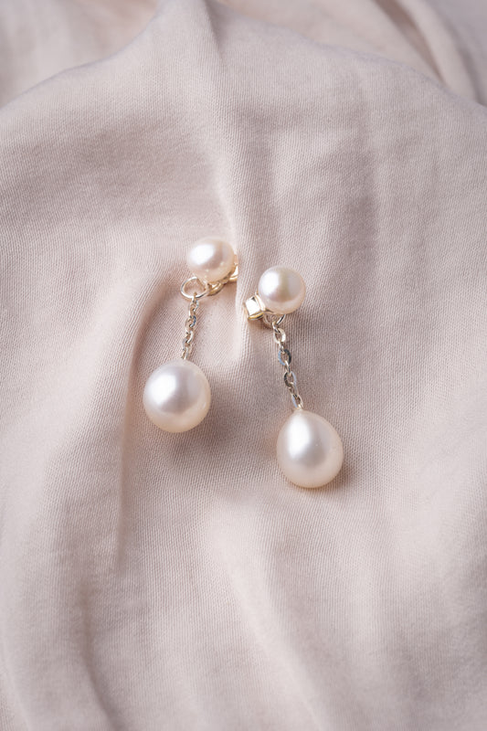 Ivory two Pearl Earrings