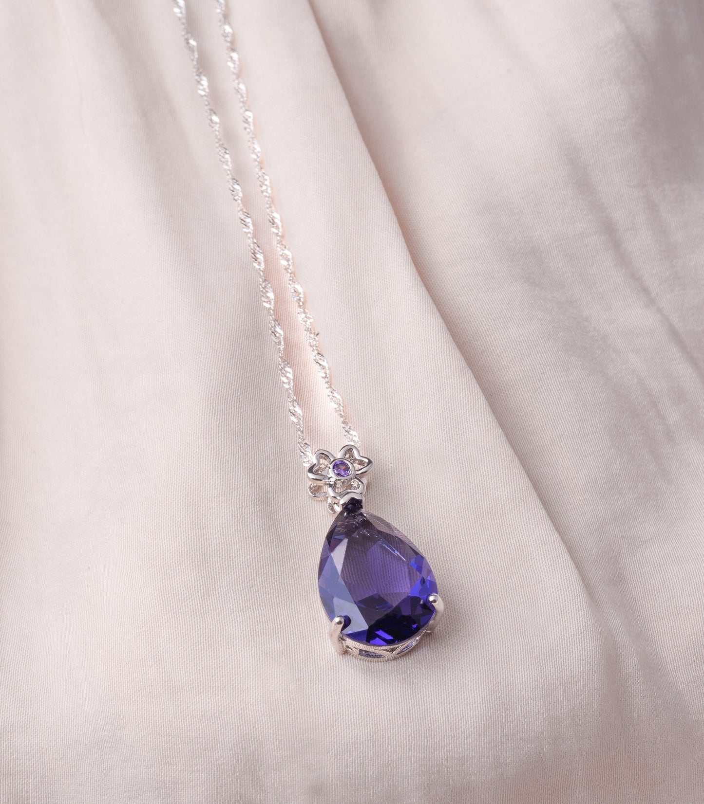 Pear shaped natural Amethyst Necklace