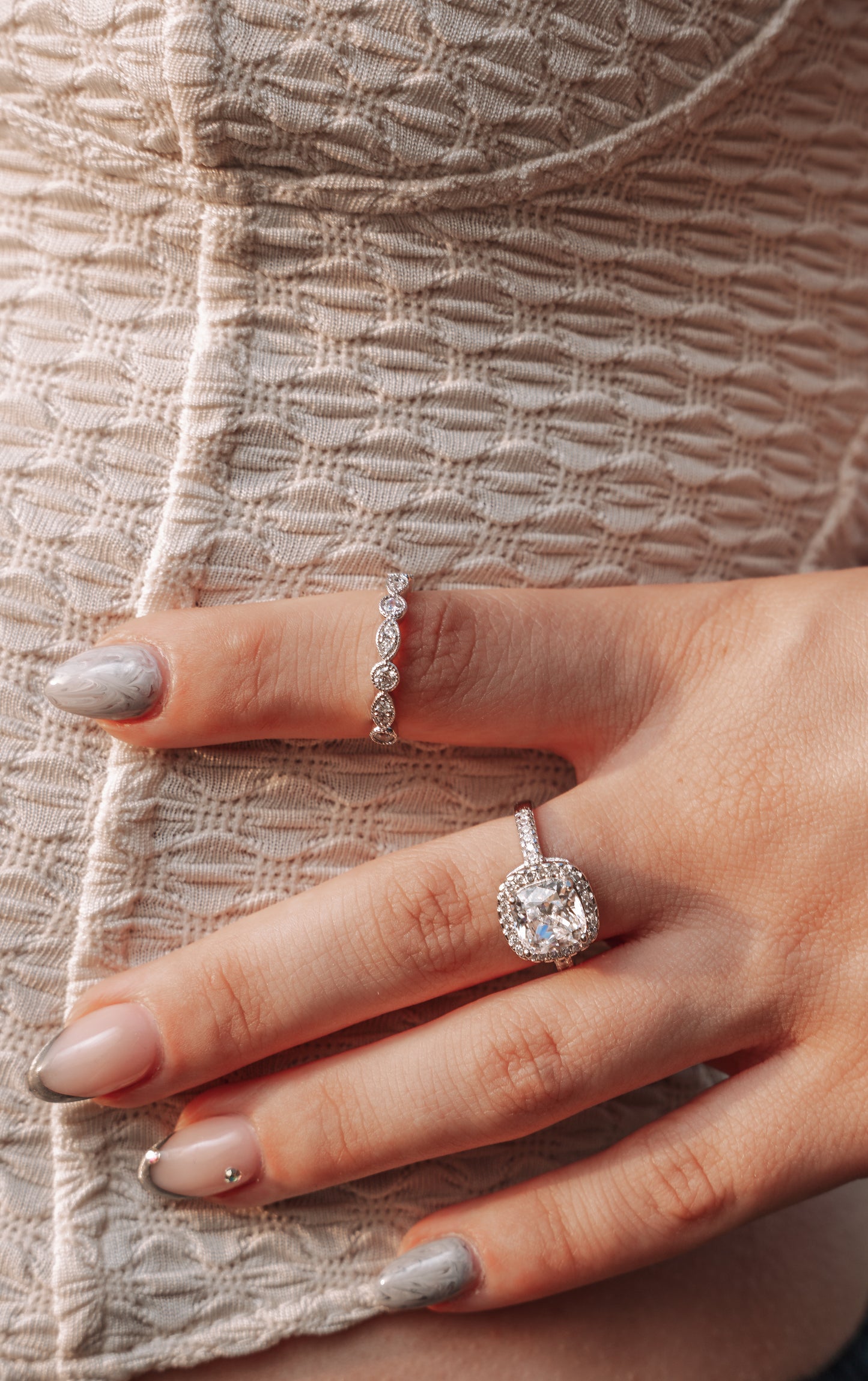 Simulated Diamond Cushion Ring