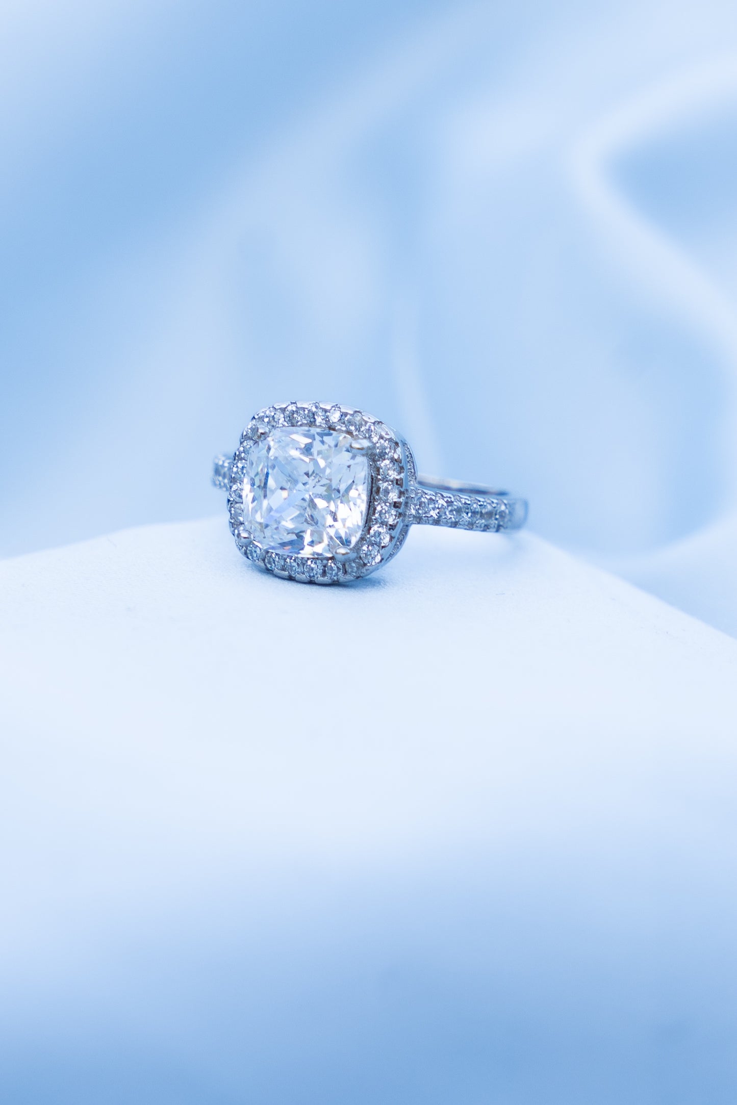 Simulated Diamond Cushion Ring