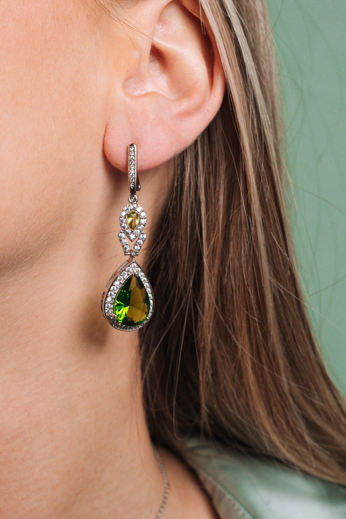 Natural Peridot Long Earrings