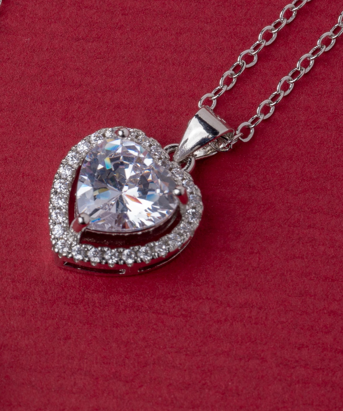 Simulated Diamond Heart Necklace