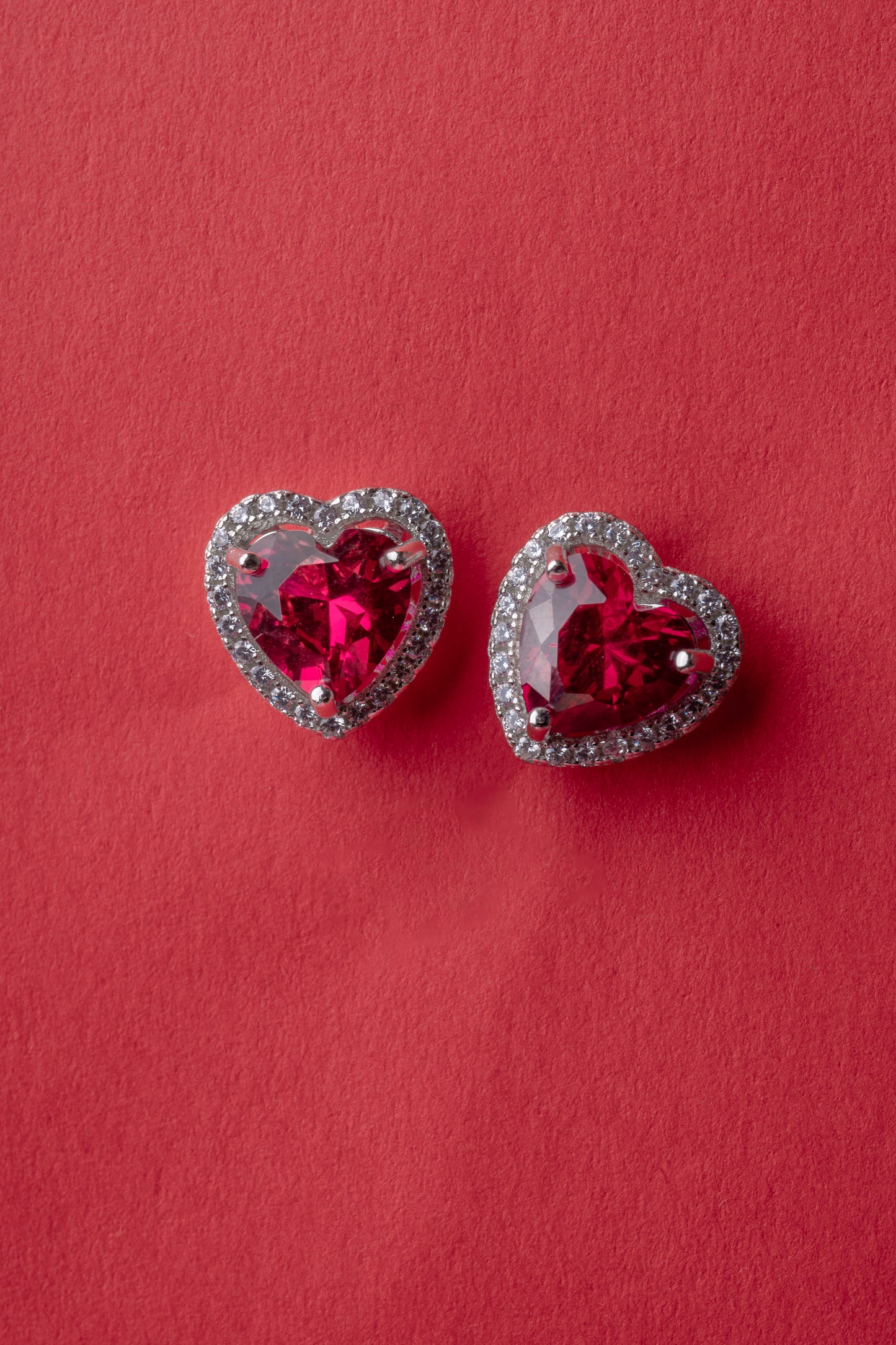 Ruby Heart Stud earrings
