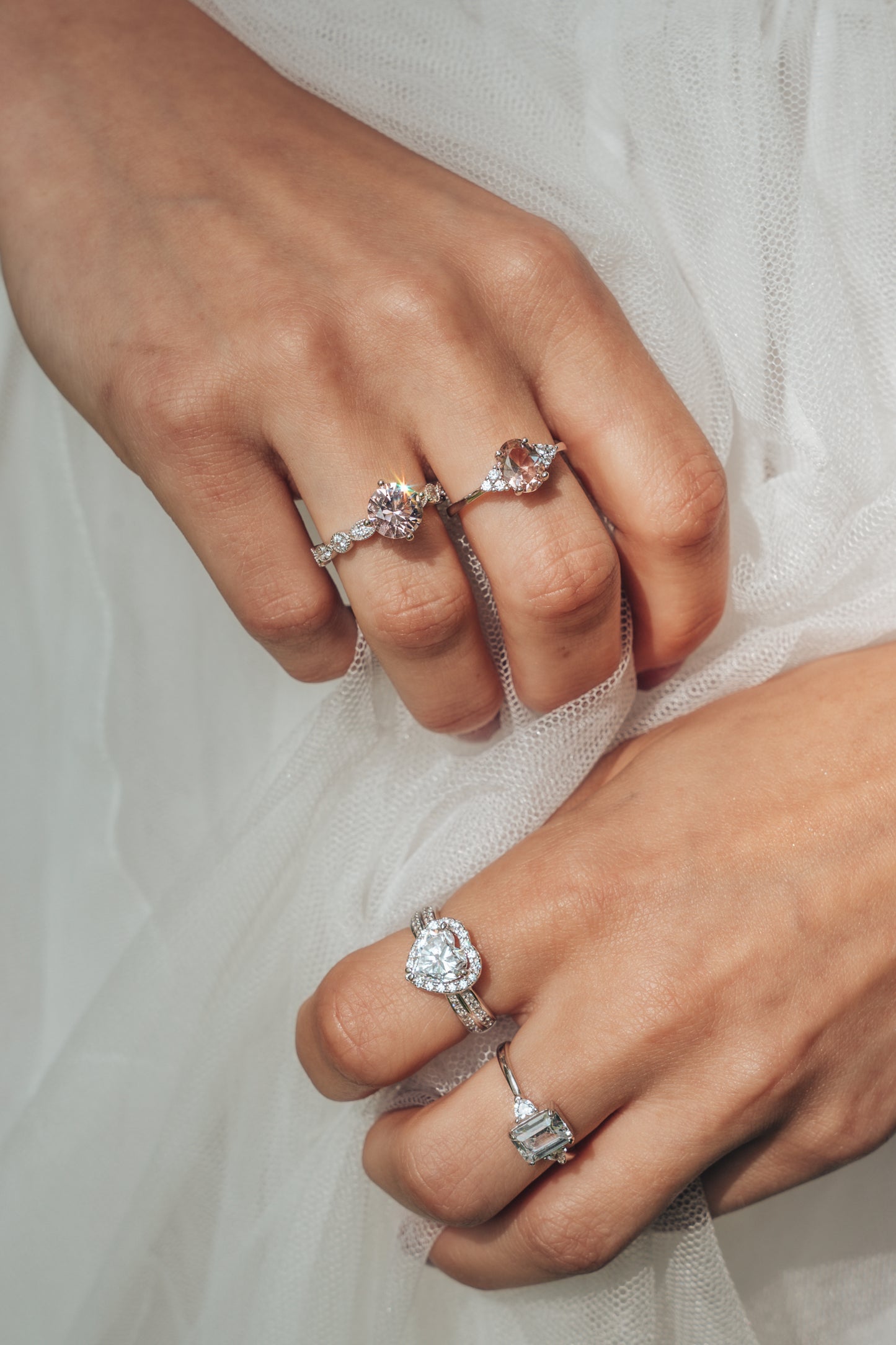 Simulated Diamond Heart Ring