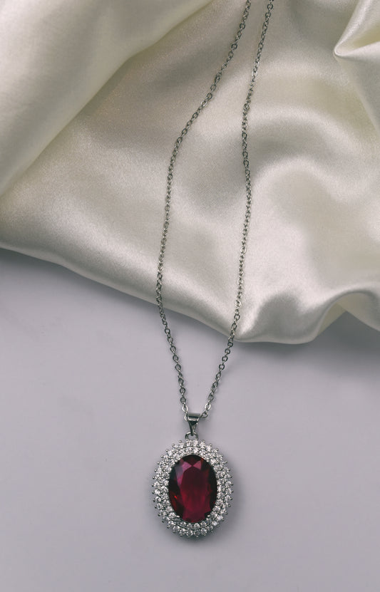 Real large Garnet diamond Necklace