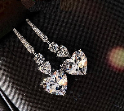 Heart Cut Simulated Diamond Earrings