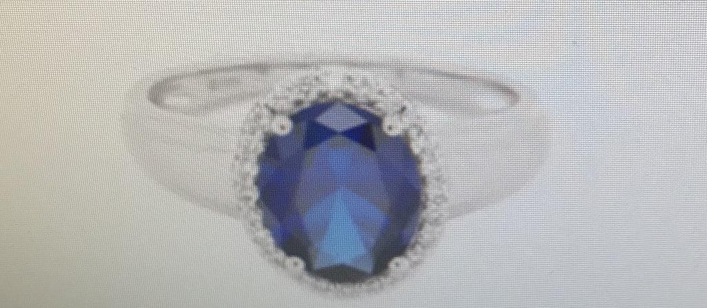 Ring aus echtem großem Saphir und künstlichem Diamant