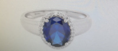 Real Big Sapphire and Simulated Diamond Ring