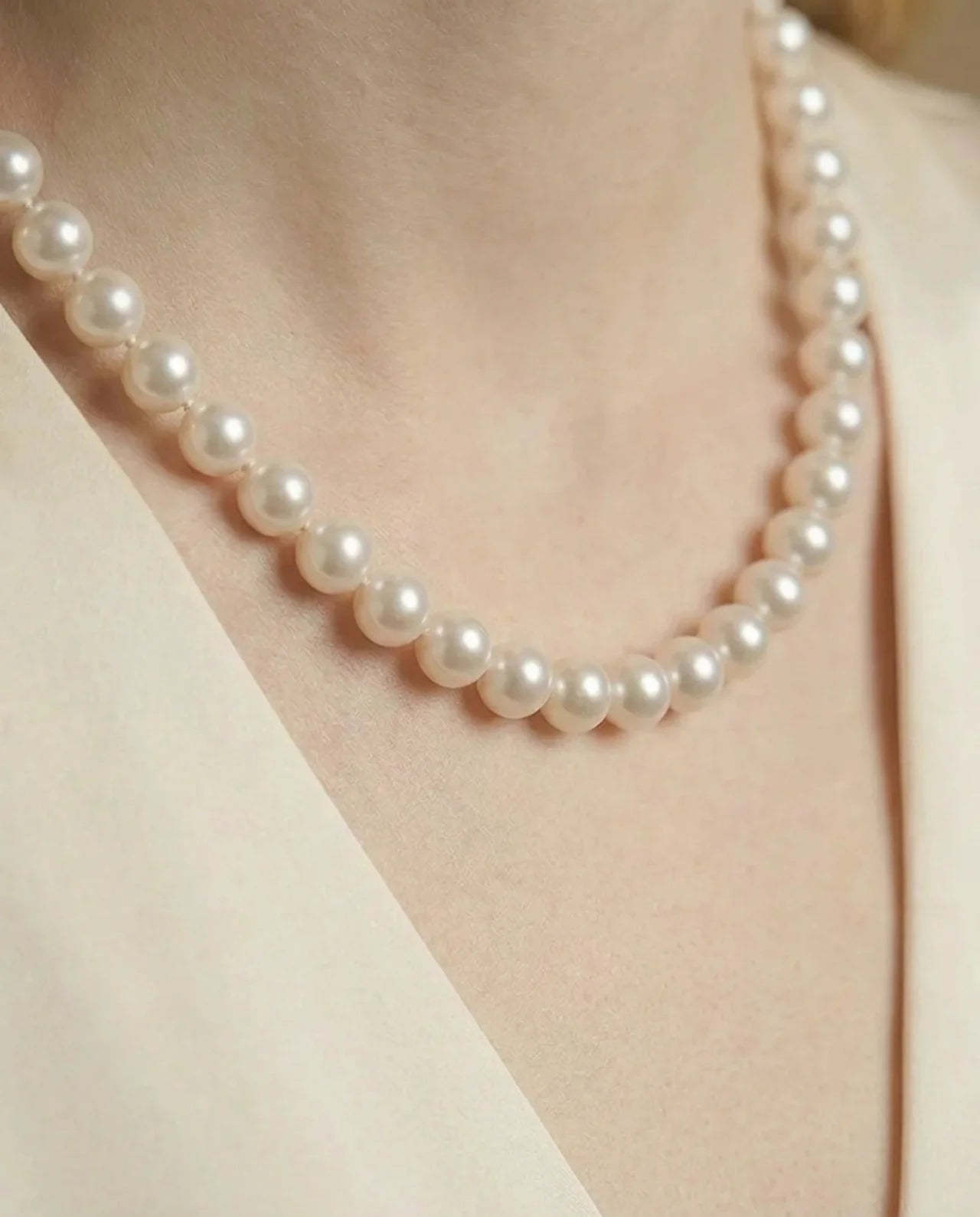 Ægte hvid perle choker halskæde
