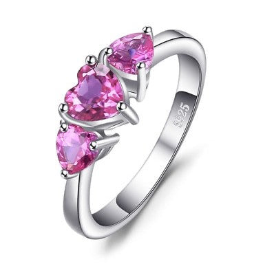 Pink made Topaz Triology Ring