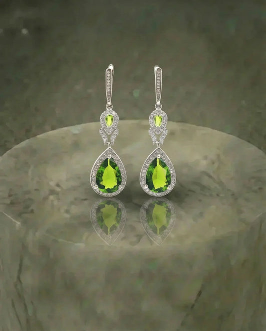 Natural Peridot Long Earrings