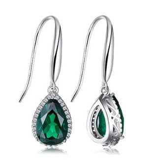 Made Emerald Pear Diamond Earrings