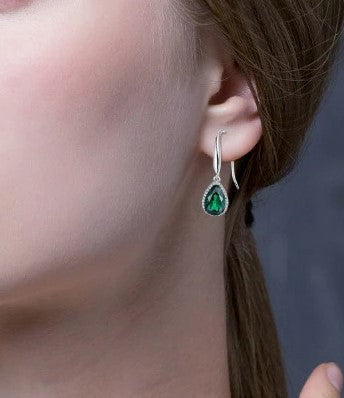 Made Emerald Pear Diamond Earrings