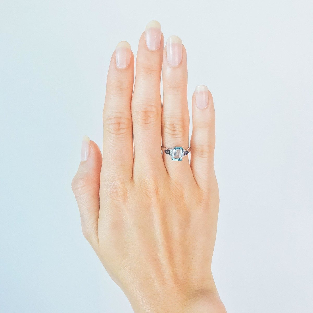 Real Topaz and Sapphire ring