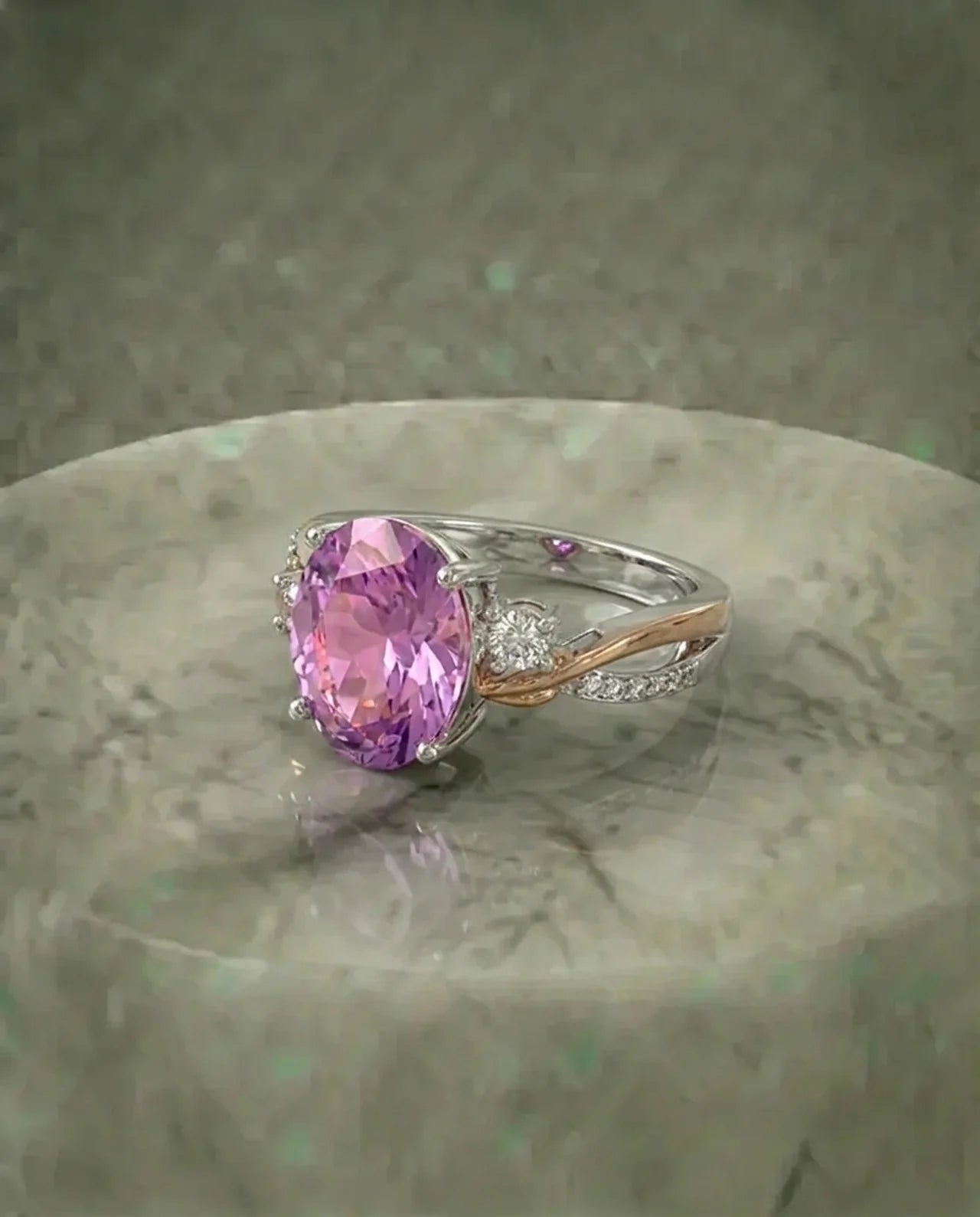 Two metal made pink Topaz ring