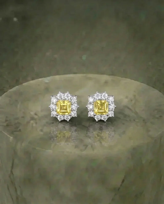 Real Light Lemon Topaz Diamond -korvakorut