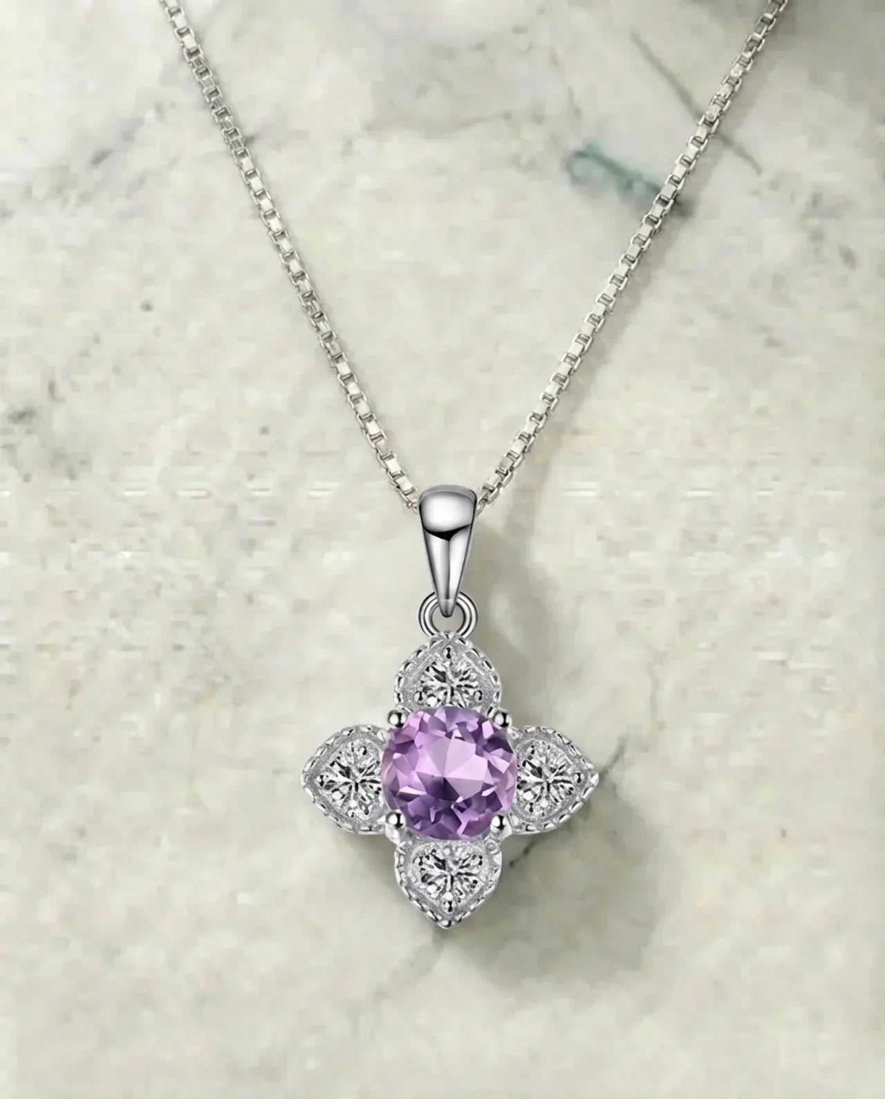 Natural Amethyst Flower Necklace