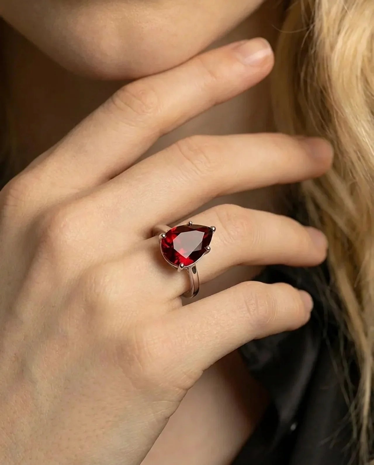 Bague Poire Grenat Véritable