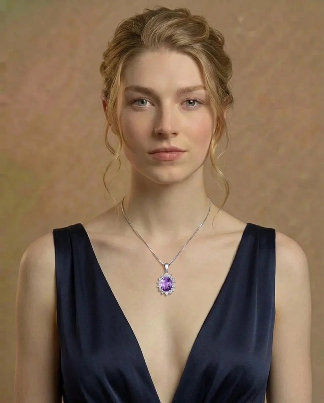 Natural Amethyst Diamond Necklace