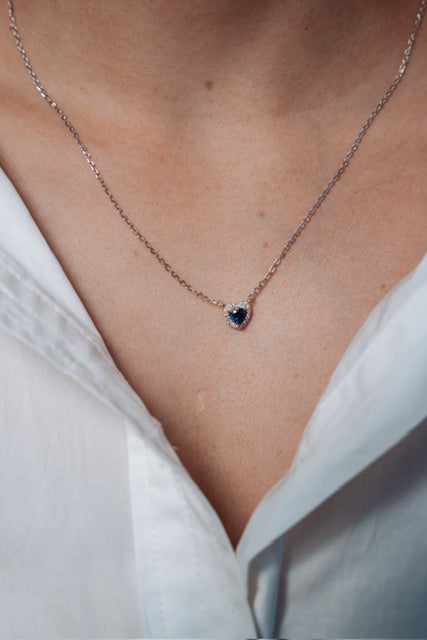 Sapphire Heart and Diamond Necklace