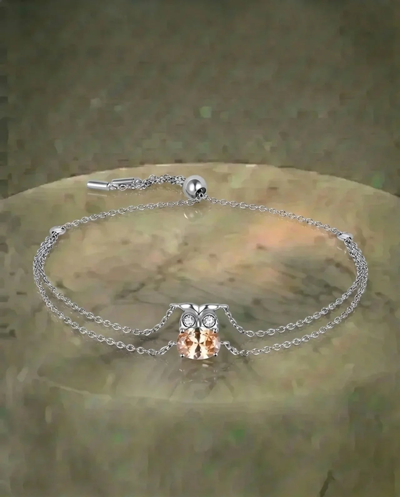 Light Orange Owl Stone Bracelet