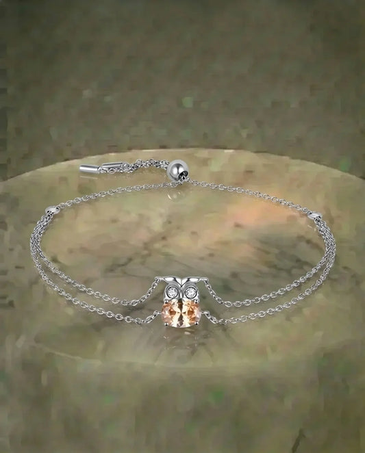 Light Orange Owl Stone Bracelet