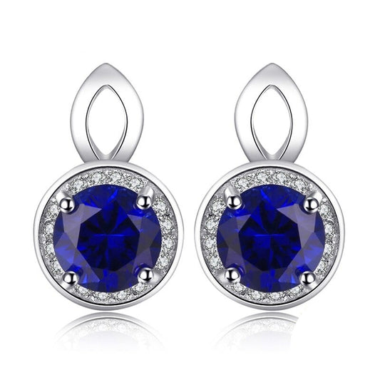 Sapphire Round Diamond Earrings