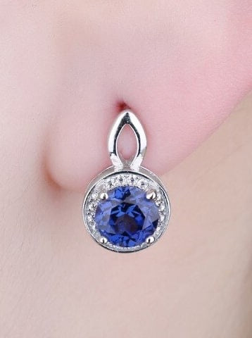 Sapphire Round Diamond Earrings