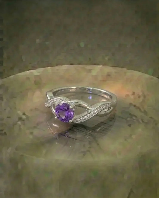Real Amethyst Infinity Ring