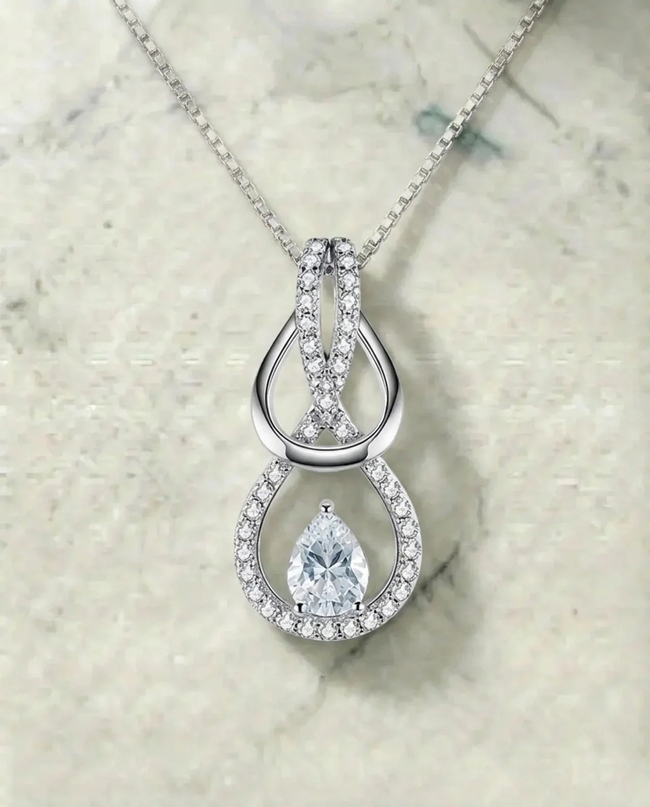 Simmulated Pear Diamond Necklace