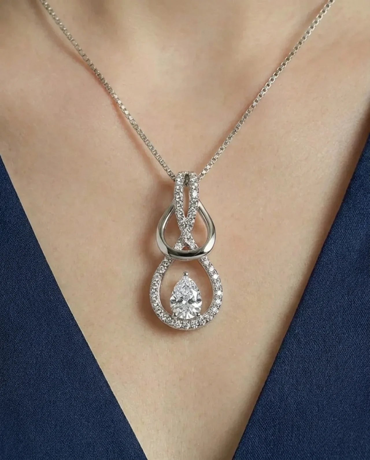 Simmulated Pear Diamond Necklace