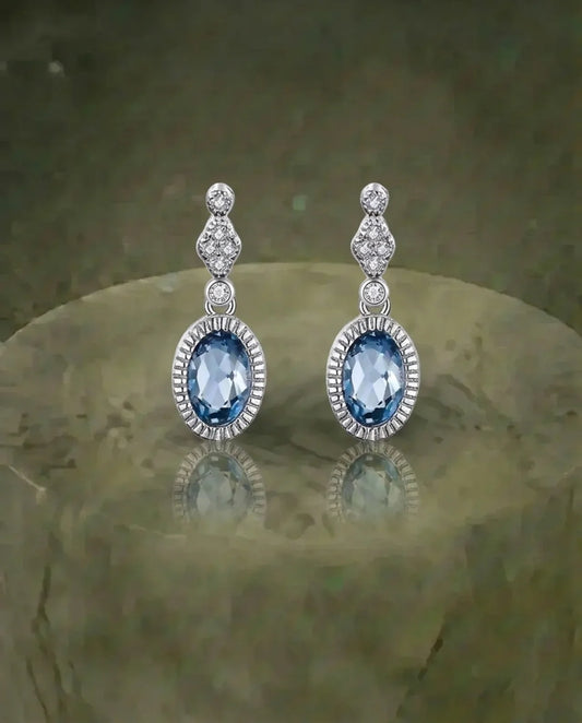 Pendientes ovalados de topacio natural
