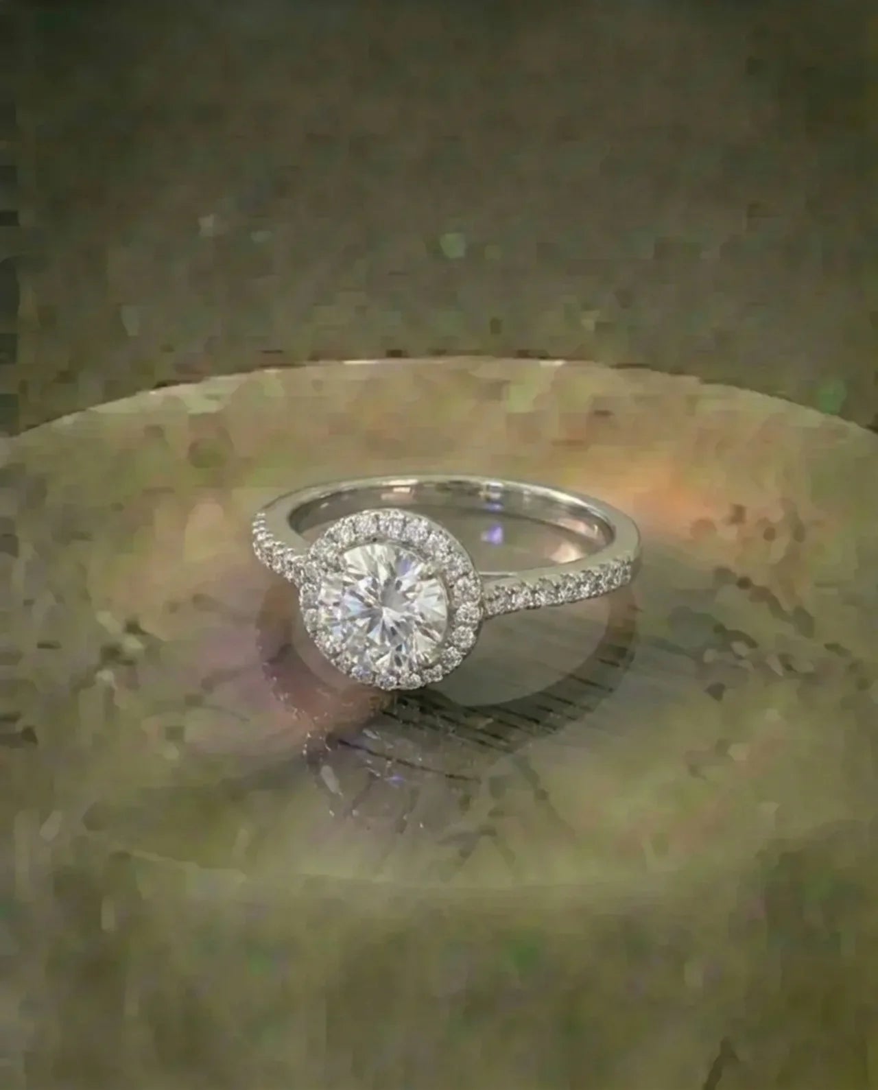Simulated Diamond Halo Ring