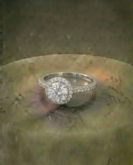 Simulated Diamond Halo Ring