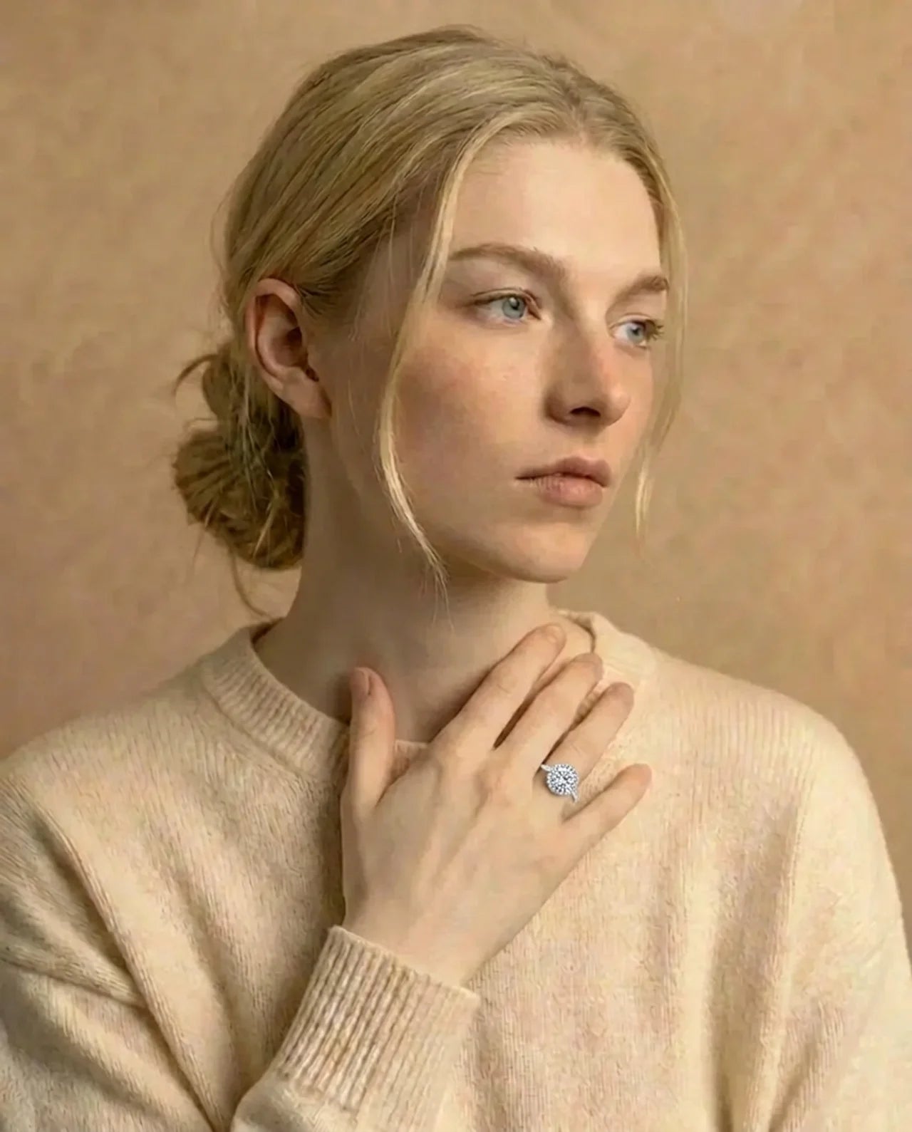 Simulated Diamond Halo Ring