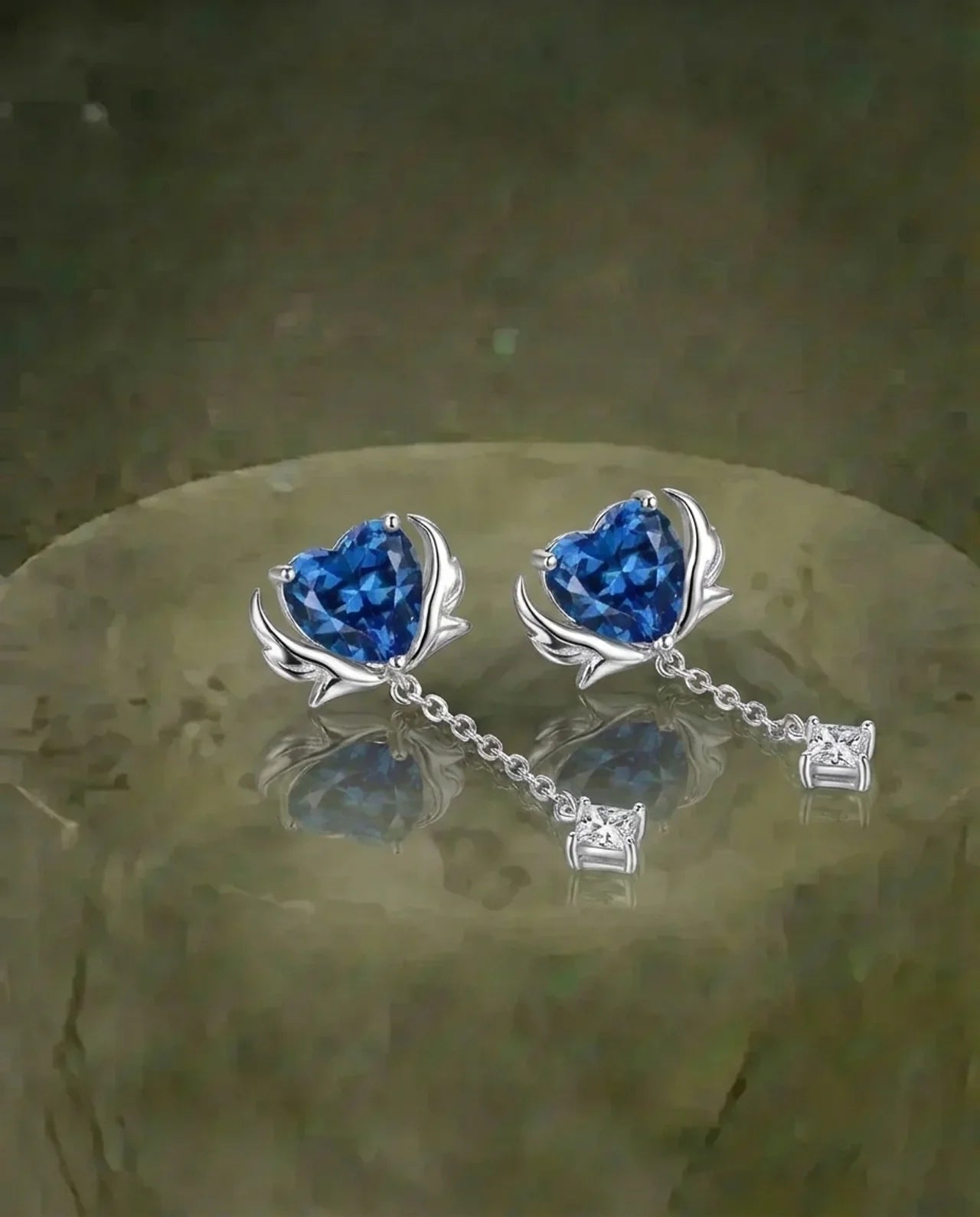 Boucles d'Oreilles Tige Saphir Bleu Simulé