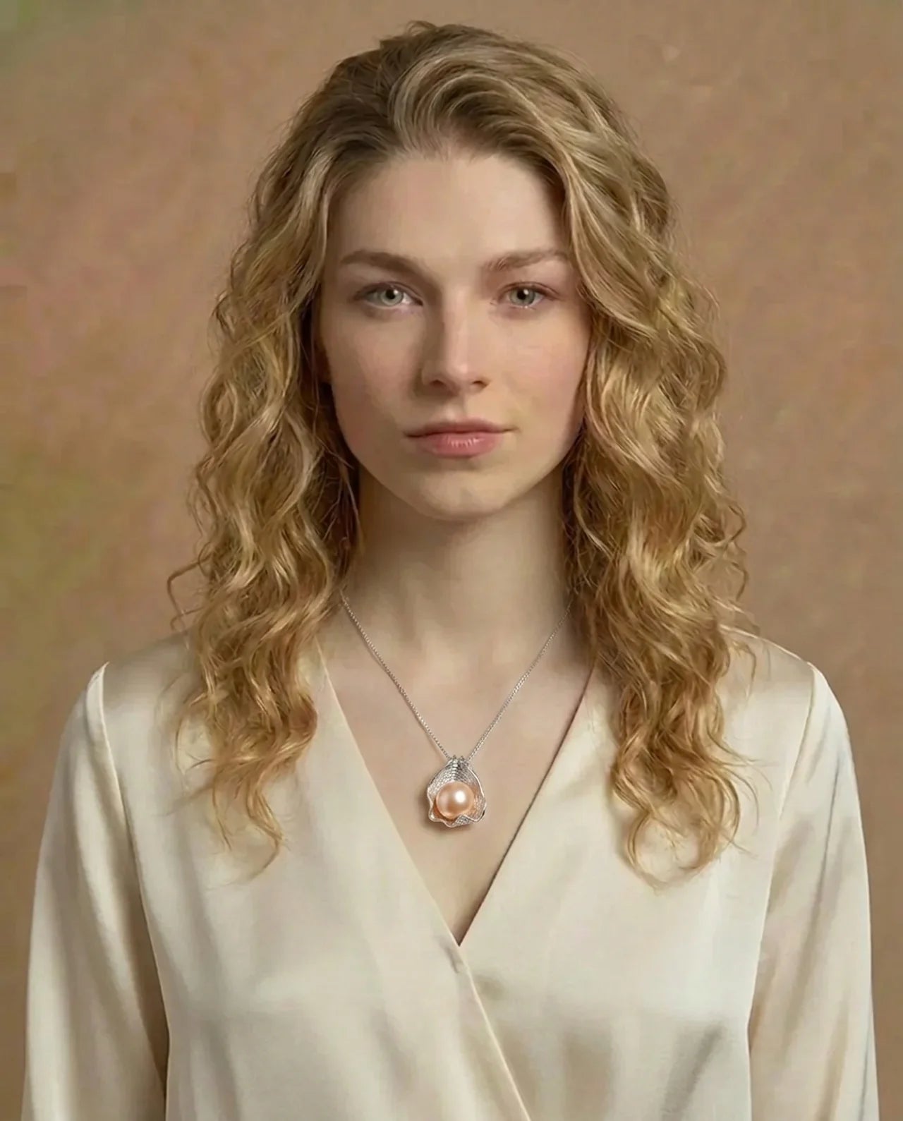 Real Pink Pearl Necklace with Shell