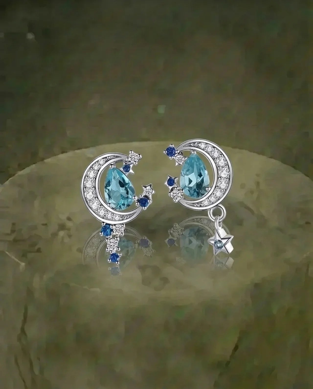 Real Topaz Earrings and Made Sapphire