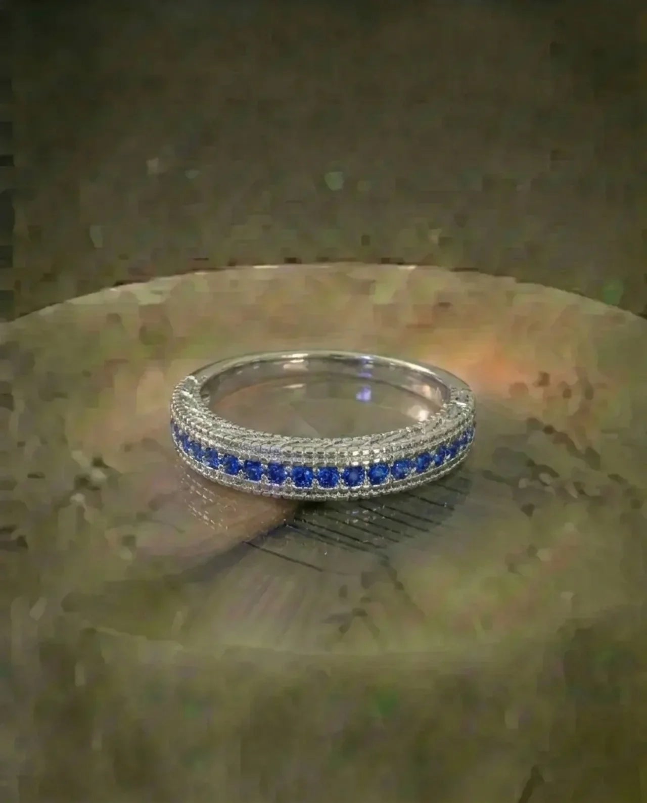 Real Blue Sapphire Band Sormus