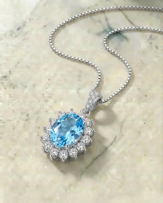 Natural Topaz and Simulated Diamond Necklace