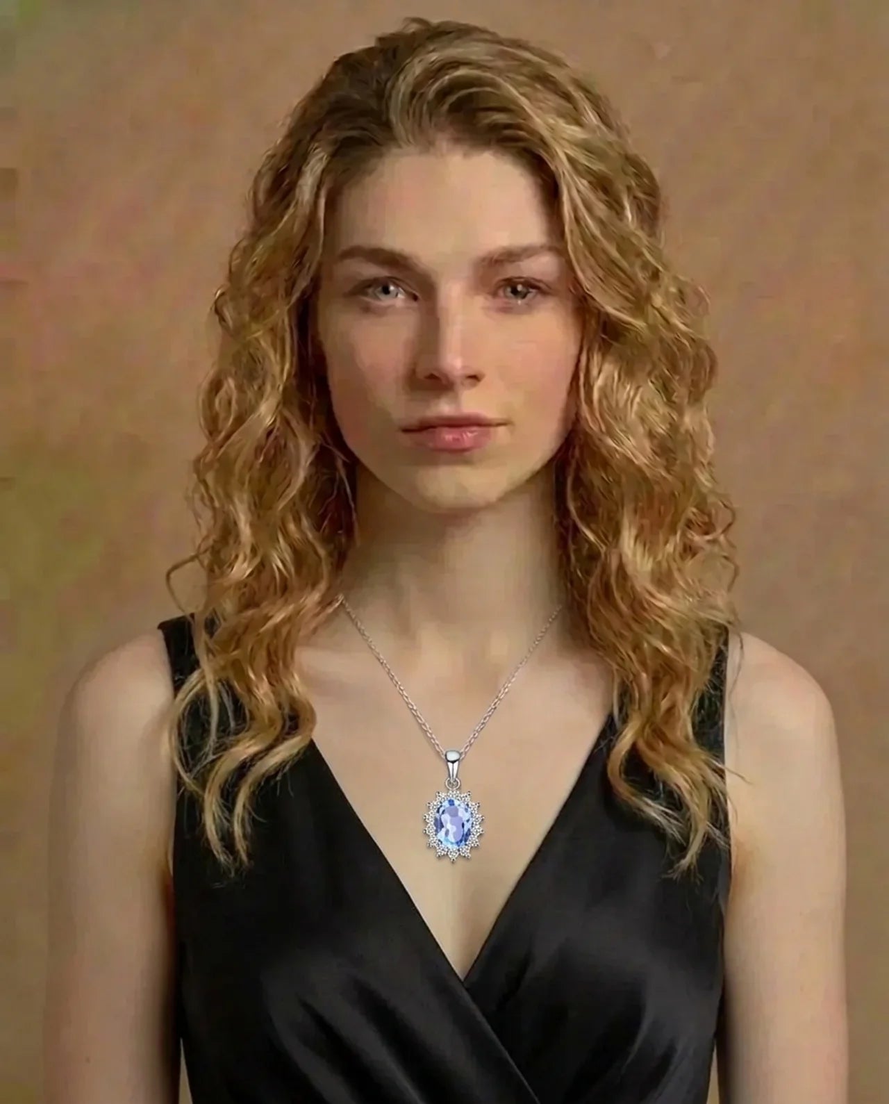 Natural Topaz and Simulated Diamond Necklace