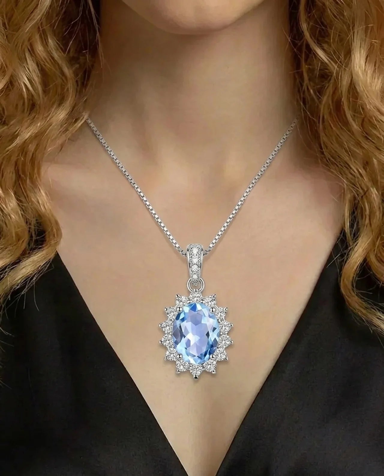 Natural Topaz and Simulated Diamond Necklace
