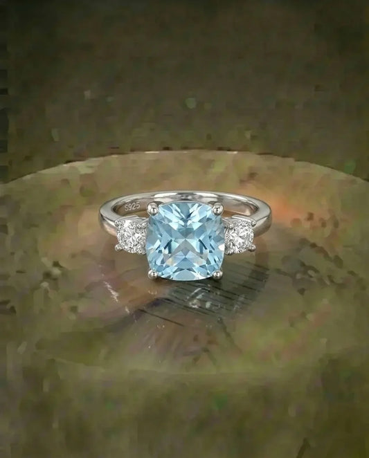 Natural Topaz and Simulated Diamond Ring