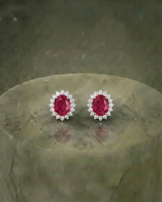 Orecchini con pietra di diamante e rubino