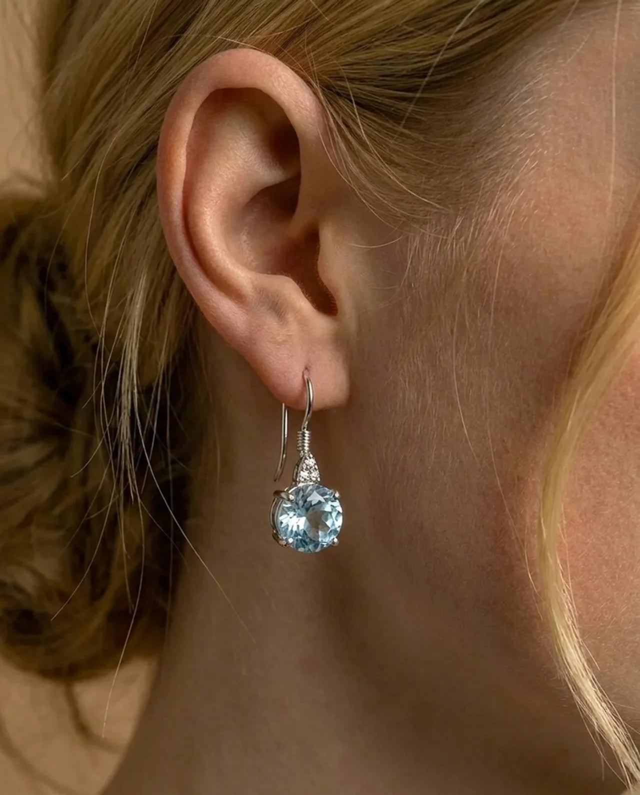 Natural Blue Topaz Earrings